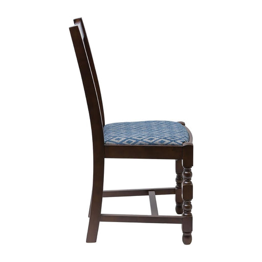 Mayfair Dark Wood Dining Chairs with Blue Diamond Padded Seat (2 Pack) Everyday