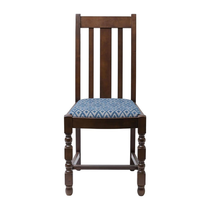 Mayfair Dark Wood Dining Chairs with Blue Diamond Padded Seat (2 Pack) Everyday