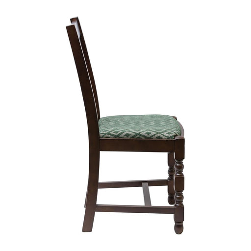 Mayfair Dark Wood Dining Chairs with Green Diamond Padded Seat (2 Pack) Everyday