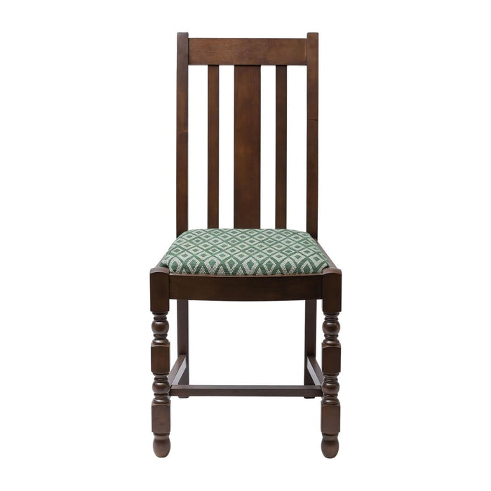 Mayfair Dark Wood Dining Chairs with Green Diamond Padded Seat (2 Pack) Everyday