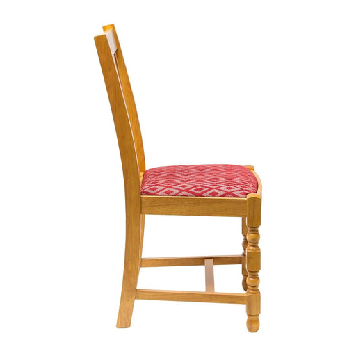 Mayfair Soft Oak Dining Chairs with Red Diamond Padded Seat (2 Pack) Everyday