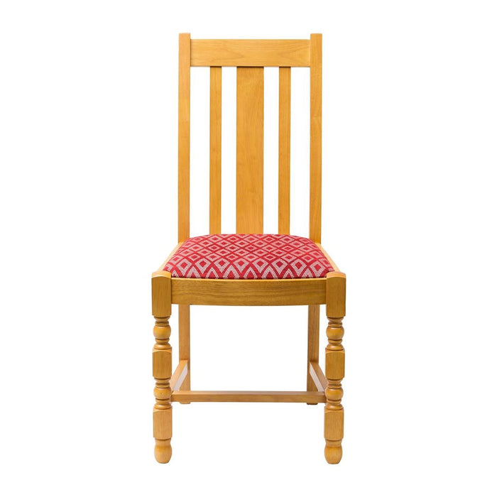 Mayfair Soft Oak Dining Chairs with Red Diamond Padded Seat (2 Pack) Everyday