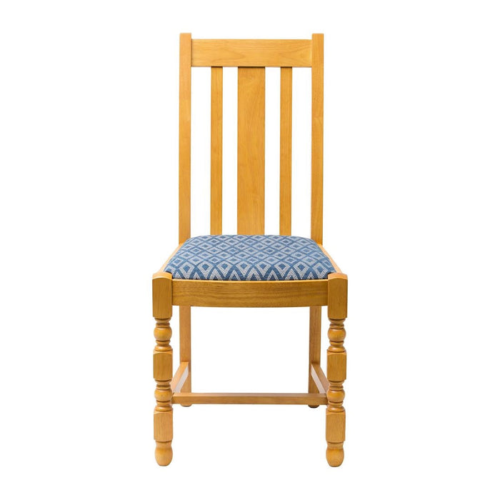 Mayfair Soft Oak Dining Chairs with Blue Diamond Padded Seat (2 Pack) Everyday