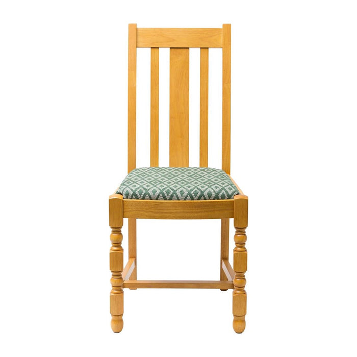 Mayfair Soft Oak Dining Chairs with Green Diamond Padded Seat (2 Pack) Everyday