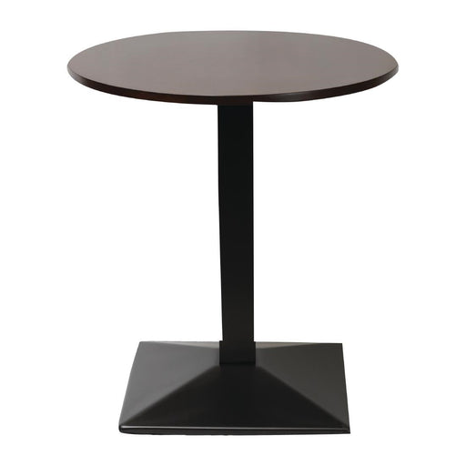 Turin Metal Base Pedestal Round Table with Dark Wood Top 700mm Everyday