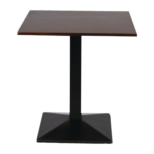 Turin Metal Base Pedestal Square Table with Dark Wood Top 700x700mm Everyday