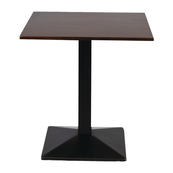 Turin Metal Base Pedestal Square Table with Dark Wood Top 700x700mm Everyday