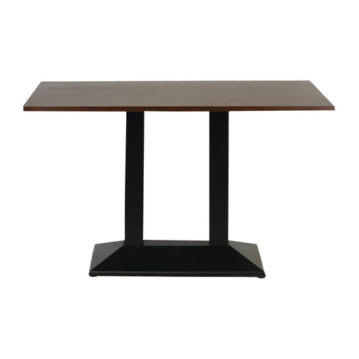 Turin Metal Base Pedestal Rectangle Table with Dark Wood Top 1200x700mm Everyday