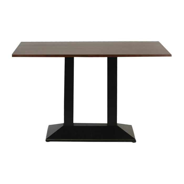 Turin Metal Base Pedestal Rectangle Table with Dark Wood Top 1200x700mm Everyday