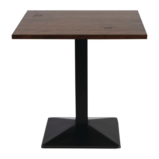 Turin Metal Base Pedestal Square Table with Vintage Top 760x760mm Everyday