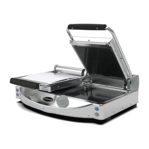 Twin ribbed top and smooth bottom black glass