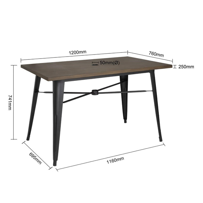 Bolero Complete Outdoor Aluminium Table Dark Wood Effect 1200x760mm Bolero