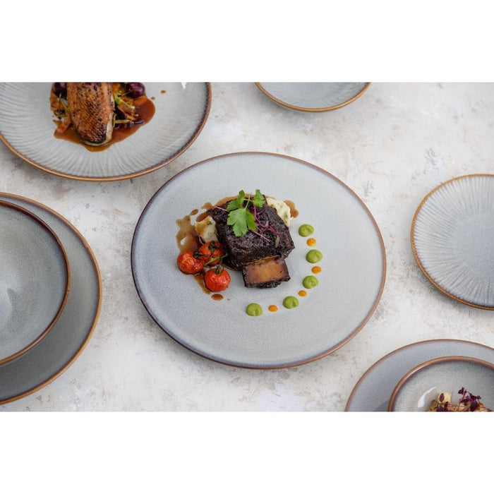 Olympia Drift Grey Embossed Coupe Plates 180mm (6 Pack) Olympia