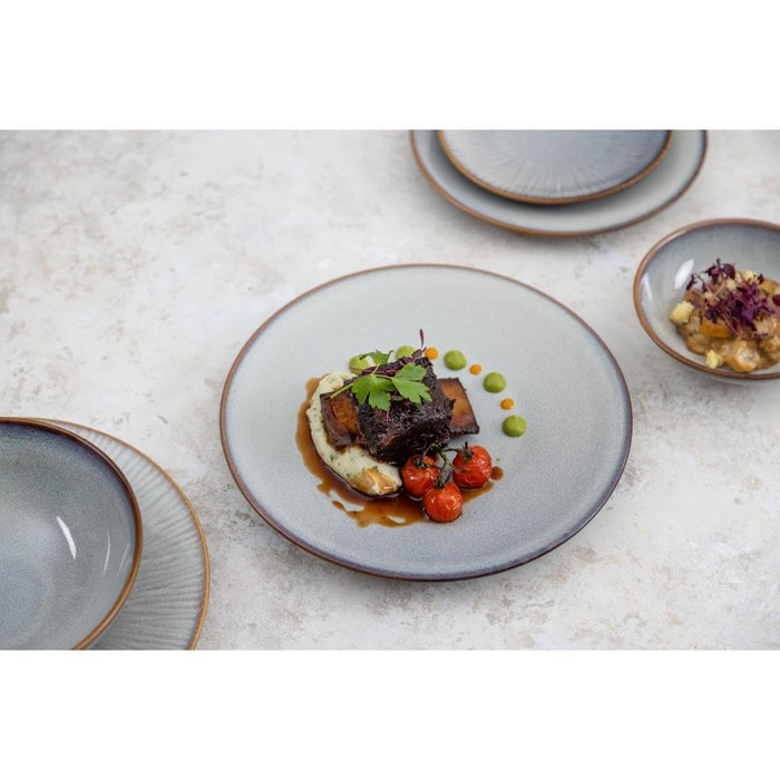 Olympia Drift Grey Embossed Coupe Plates 180mm (6 Pack) Olympia