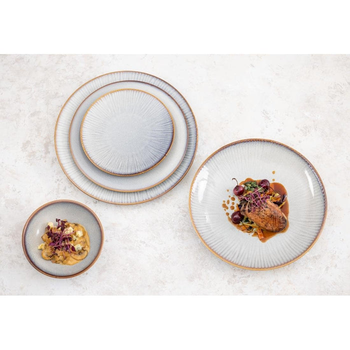 Olympia Drift Grey Embossed Coupe Low Bowls 260mm (4 Pack) Olympia