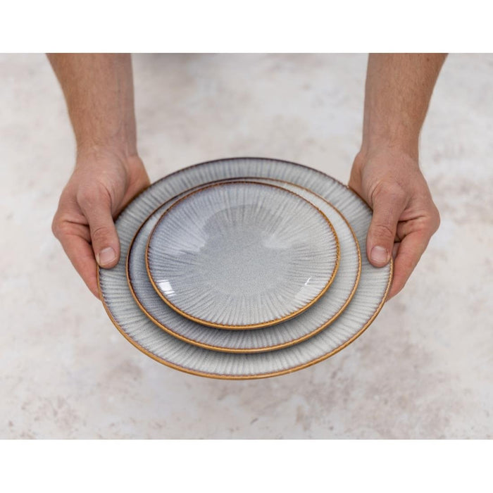 Olympia Drift Grey Embossed Coupe Plates 180mm (6 Pack) Olympia