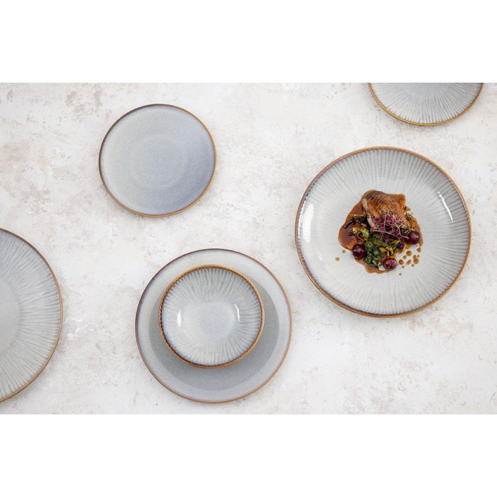 Olympia Drift Grey Embossed Coupe Plates 180mm (6 Pack) Olympia