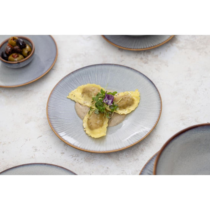 Olympia Drift Grey Embossed Coupe Plates 220mm (6 Pack) Olympia