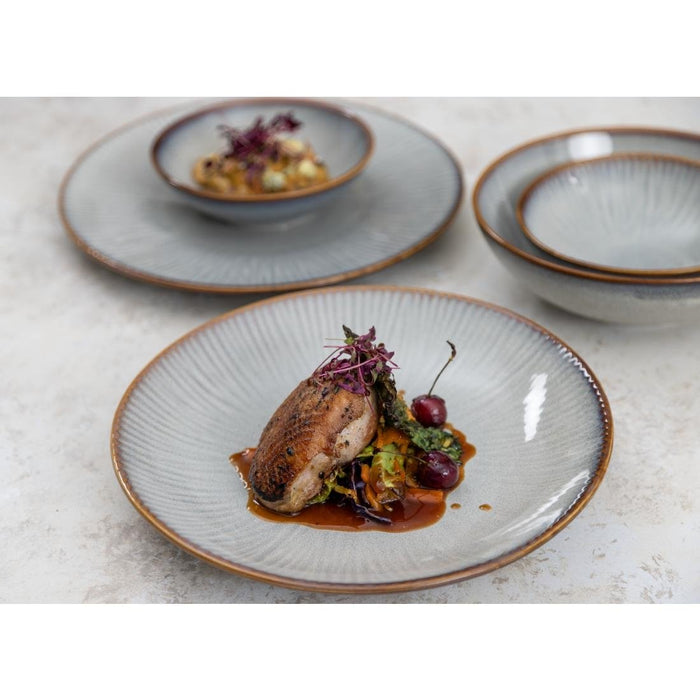 Olympia Drift Grey Embossed Coupe Plates 220mm (6 Pack) Olympia