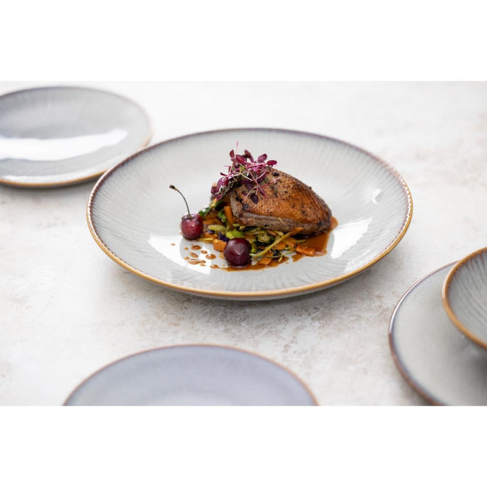 Olympia Drift Grey Embossed Coupe Low Bowls 260mm (4 Pack) Olympia