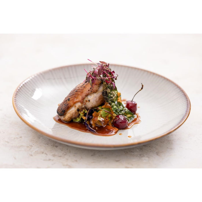 Olympia Drift Grey Embossed Coupe Low Bowls 260mm (4 Pack) Olympia