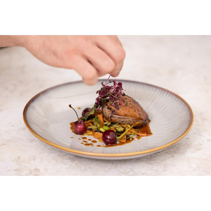 Olympia Drift Grey Embossed Coupe Low Bowls 260mm (4 Pack) Olympia