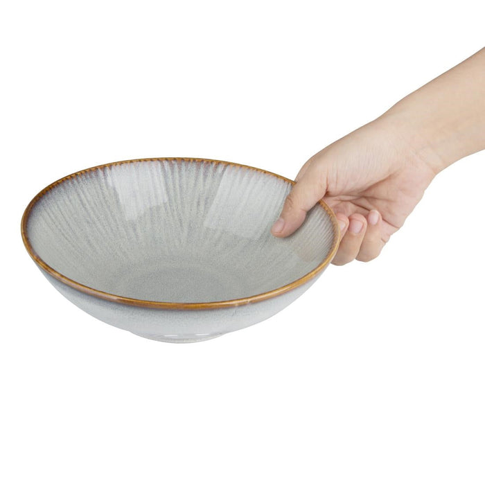 Olympia Drift Grey Embossed Coupe Bowls 205mm (4 Pack) Olympia