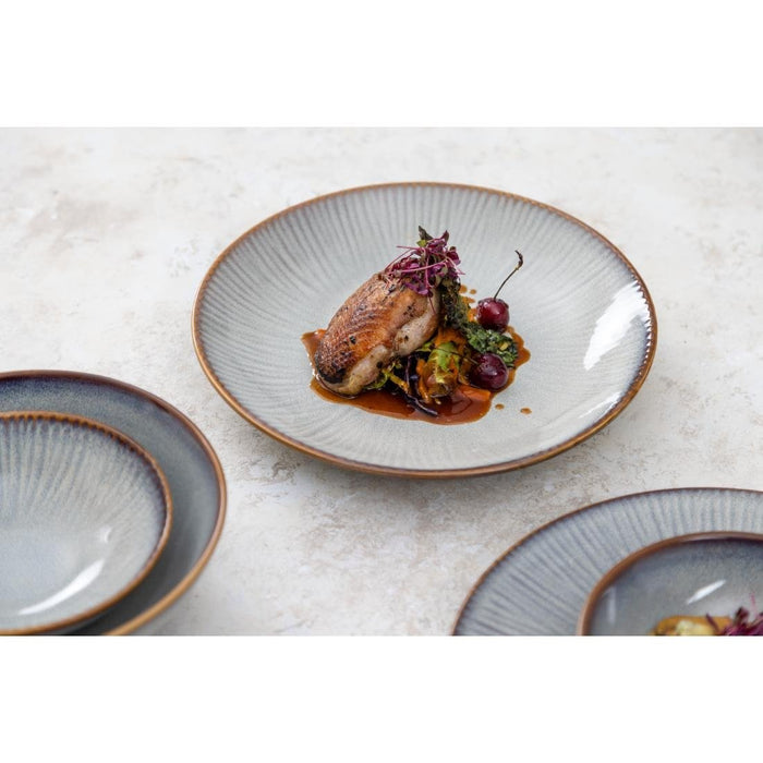Olympia Drift Grey Embossed Coupe Bowls 205mm (4 Pack) Olympia