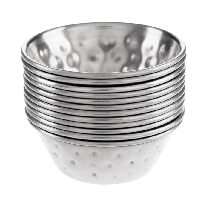 Olympia Hammered Stainless Steel Sauce Cups 45ml (12 Pack) Olympia