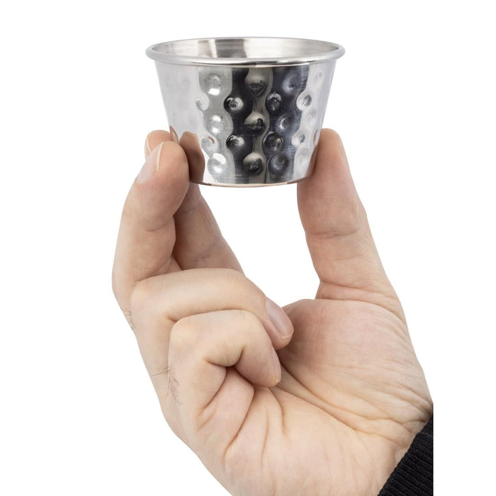 Olympia Hammered Stainless Steel Sauce Cups 70ml (12 Pack) Olympia