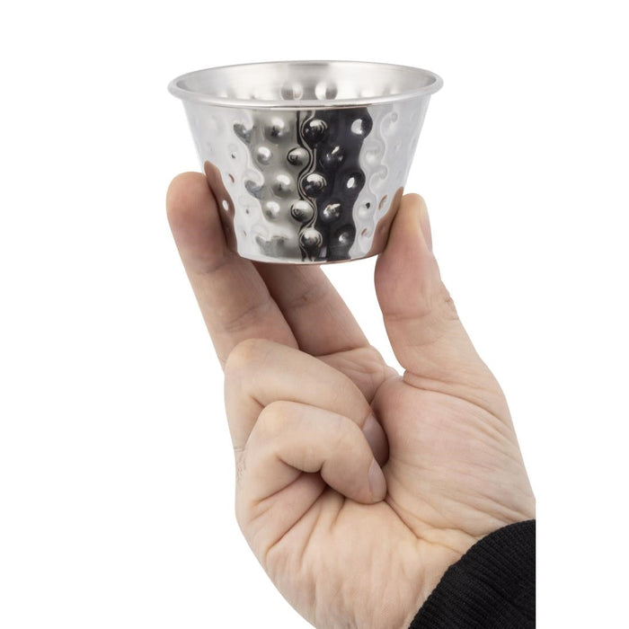 Olympia Hammered Stainless Steel Sauce Cups 115ml (12 Pack) Olympia