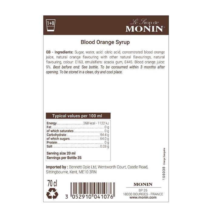 Monin Premium Blood Orange Syrup 700ml Monin