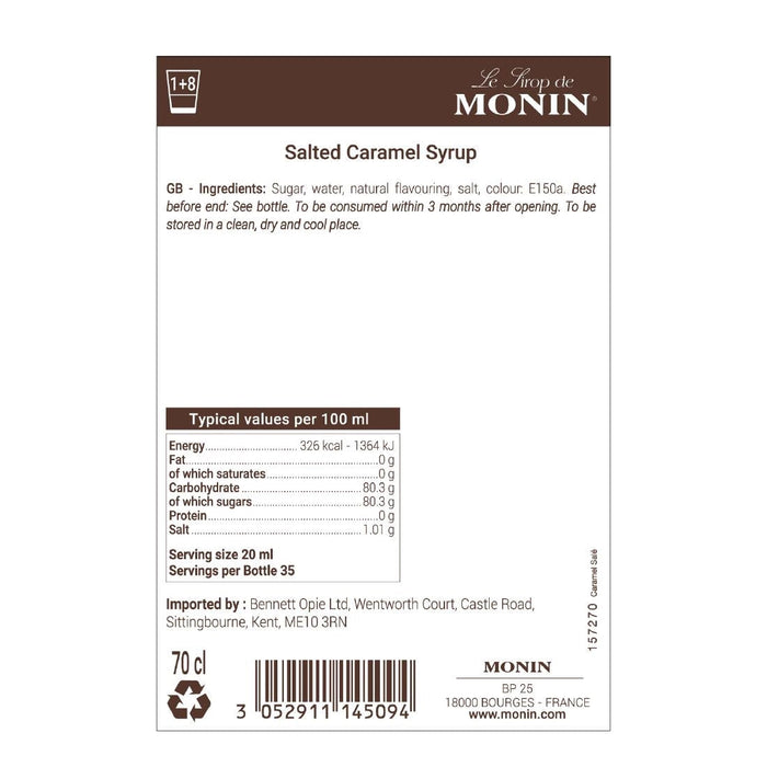 Monin Premium Salted Caramel Syrup 700ml Monin