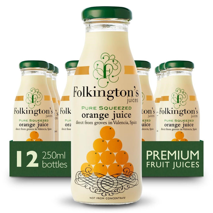 Folkington's Juices Orange Glass Bottle 250ml (12 Pack) Folkington's Juices