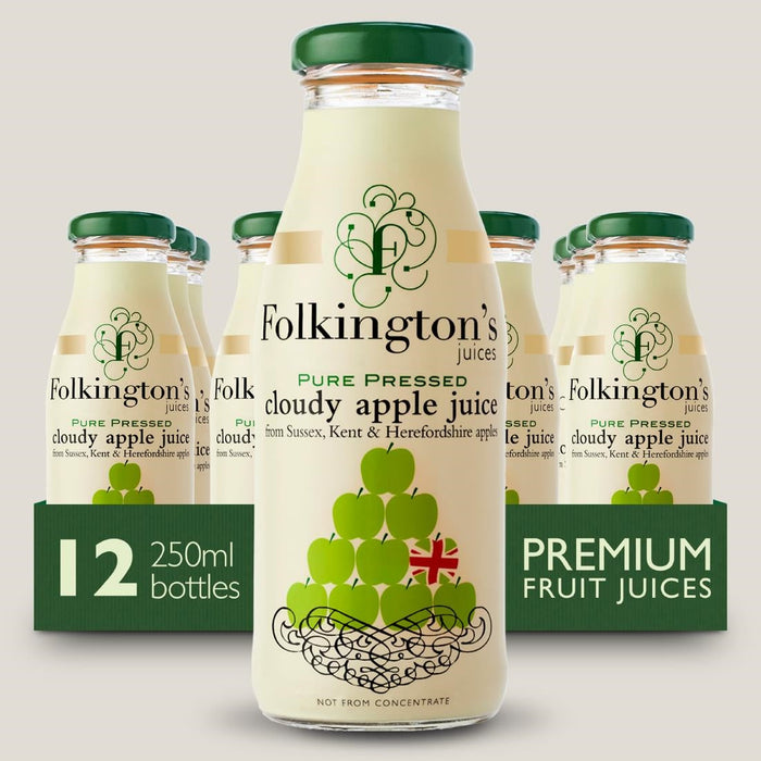 Folkington's Juices Apple Glass Bottle 250ml (12 Pack) Folkington's Juices