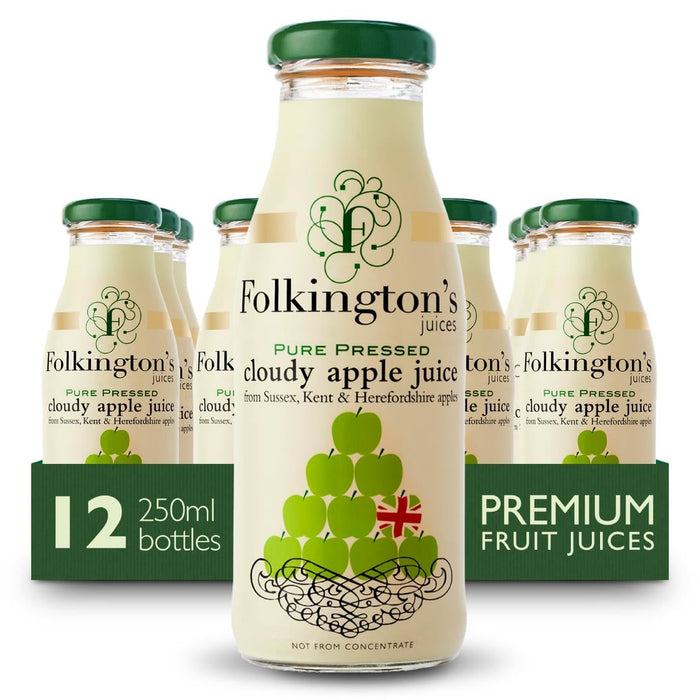 Folkington's Juices Apple Glass Bottle 250ml (12 Pack) Folkington's Juices