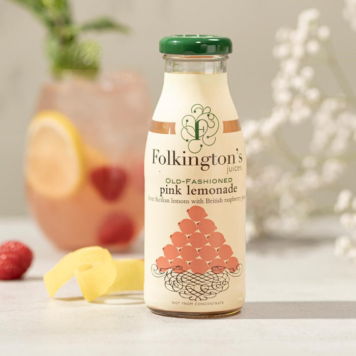 Folkington's Juices Pink Lemonade Glass Bottle 250ml (12 Pack) Folkington's Juices