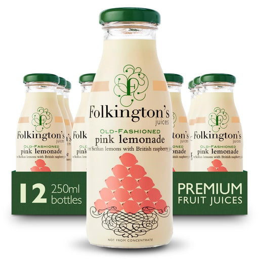 Folkington's Juices Pink Lemonade Glass Bottle 250ml (12 Pack) Folkington's Juices