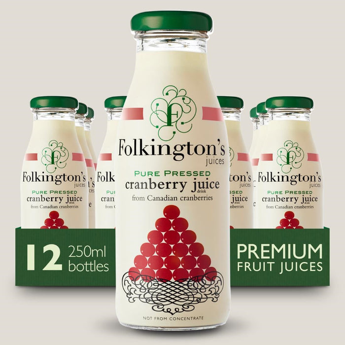 Folkington's Juices Cranberry Glass Bottle 250ml (12 Pack) Folkington's Juices