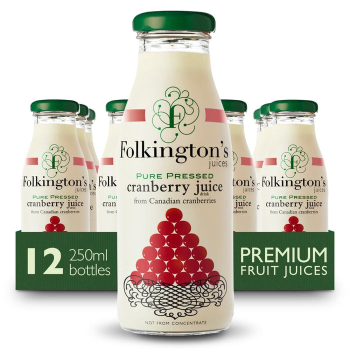 Folkington's Juices Cranberry Glass Bottle 250ml (12 Pack) Folkington's Juices