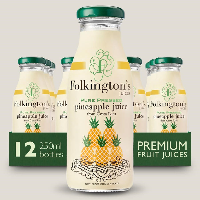 Folkington's Juices Pineapple Glass Bottle 250ml (12 Pack) Folkington's Juices