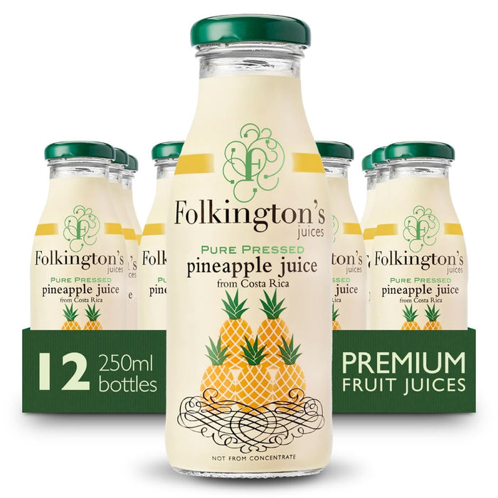 Folkington's Juices Pineapple Glass Bottle 250ml (12 Pack) Folkington's Juices