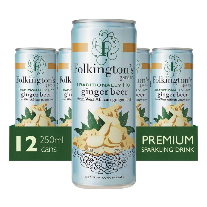 Folkington's Sparkling Drinks Ginger Beer Can 250ml (12 Pack) Folkington's Garden