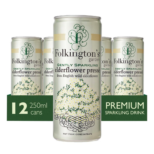 Folkington's Sparkling Drinks Elderflower Can 250ml (12 Pack) Folkington's Garden