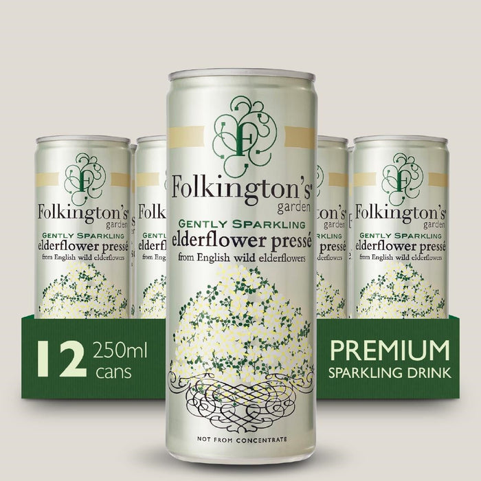 Folkington's Sparkling Drinks Elderflower Can 250ml (12 Pack) Folkington's Garden