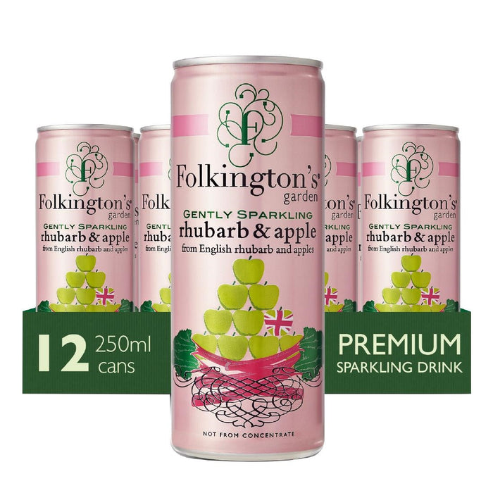 Folkington's Sparkling Drinks Rhubarb & Apple Can 250ml (12 Pack) Folkington's Garden
