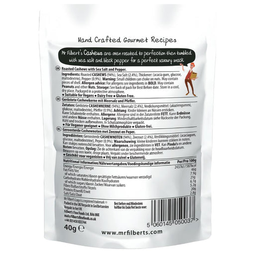 Mr Filbert's Salt & Pepper Cashews 40g (20 Pack) Mr Filbert's