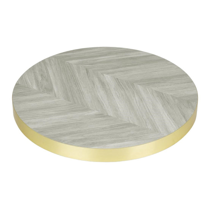Bolero Pre-Drilled Round Table Top Chevron Design 600mm Bolero