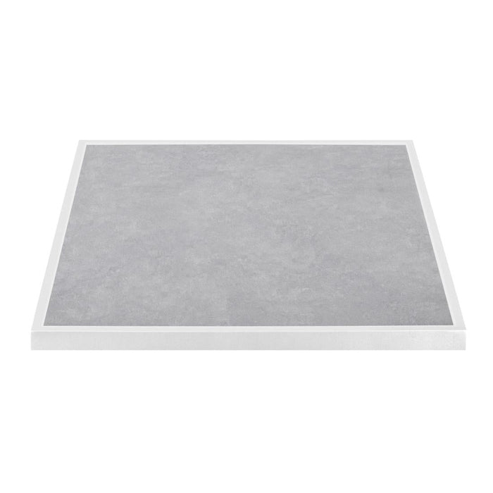 Bolero Light Grey Stone Effect Outdoor Tempered Glass Table Top White Trim 700mm Bolero