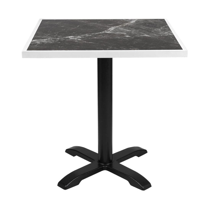 Bolero Dark Granite Effect Outdoor Tempered Glass Table Top White Trim 700mm Bolero